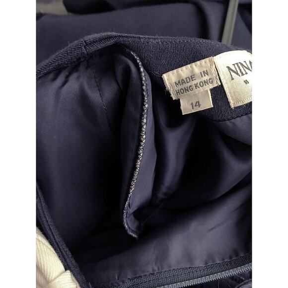 Vintage Nina Ricci Charm Women’s Navy Shift Dress White Bow Trim Classic Preppy - Picture 7 of 9